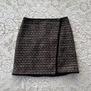 Loft Ann Taylor Fringe Christmas Tweed Wrap Skirt size 6